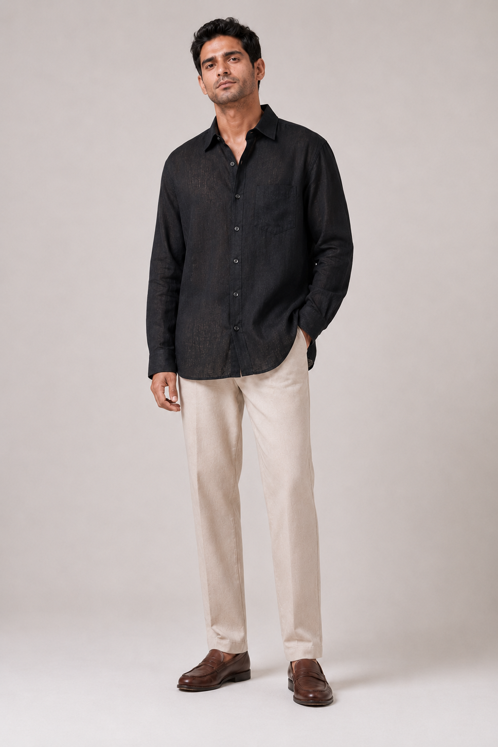 Black oversize shirt for men