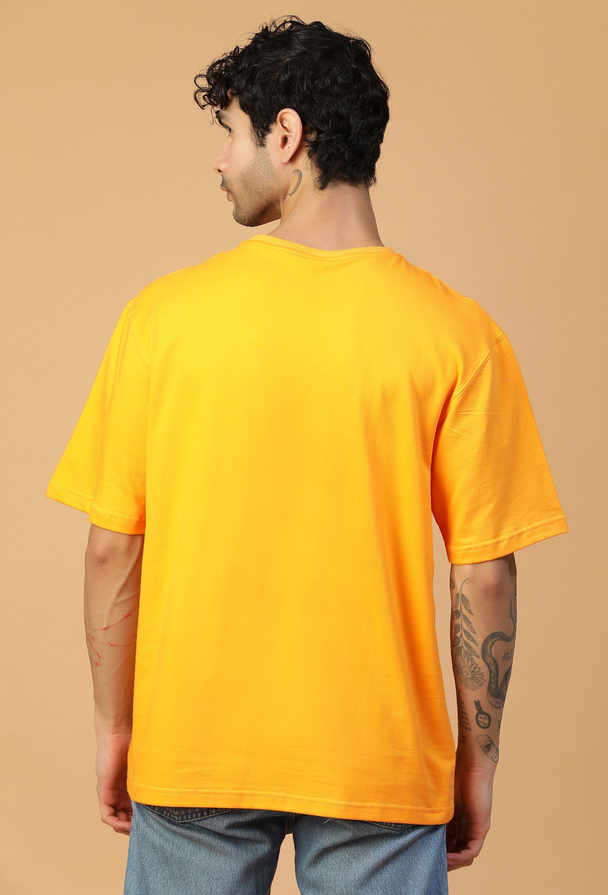 Graphic Printed Pure Cotton Oversized T-shirt mustered