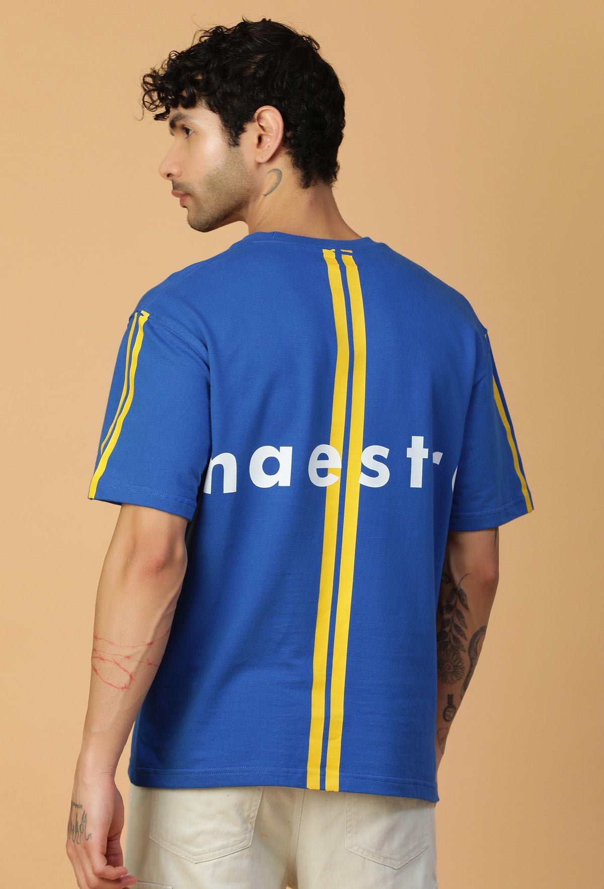 Premium Cotton Messi 10 Drop-Shoulder Sleeves Royal Blue Oversized T-shirt