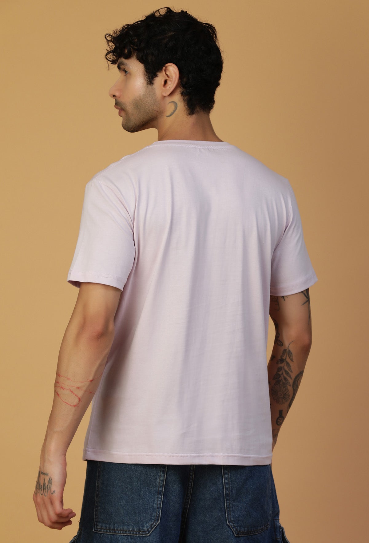 Paris Skyline Printed Regular Fit Printed T-Shirt Lavender