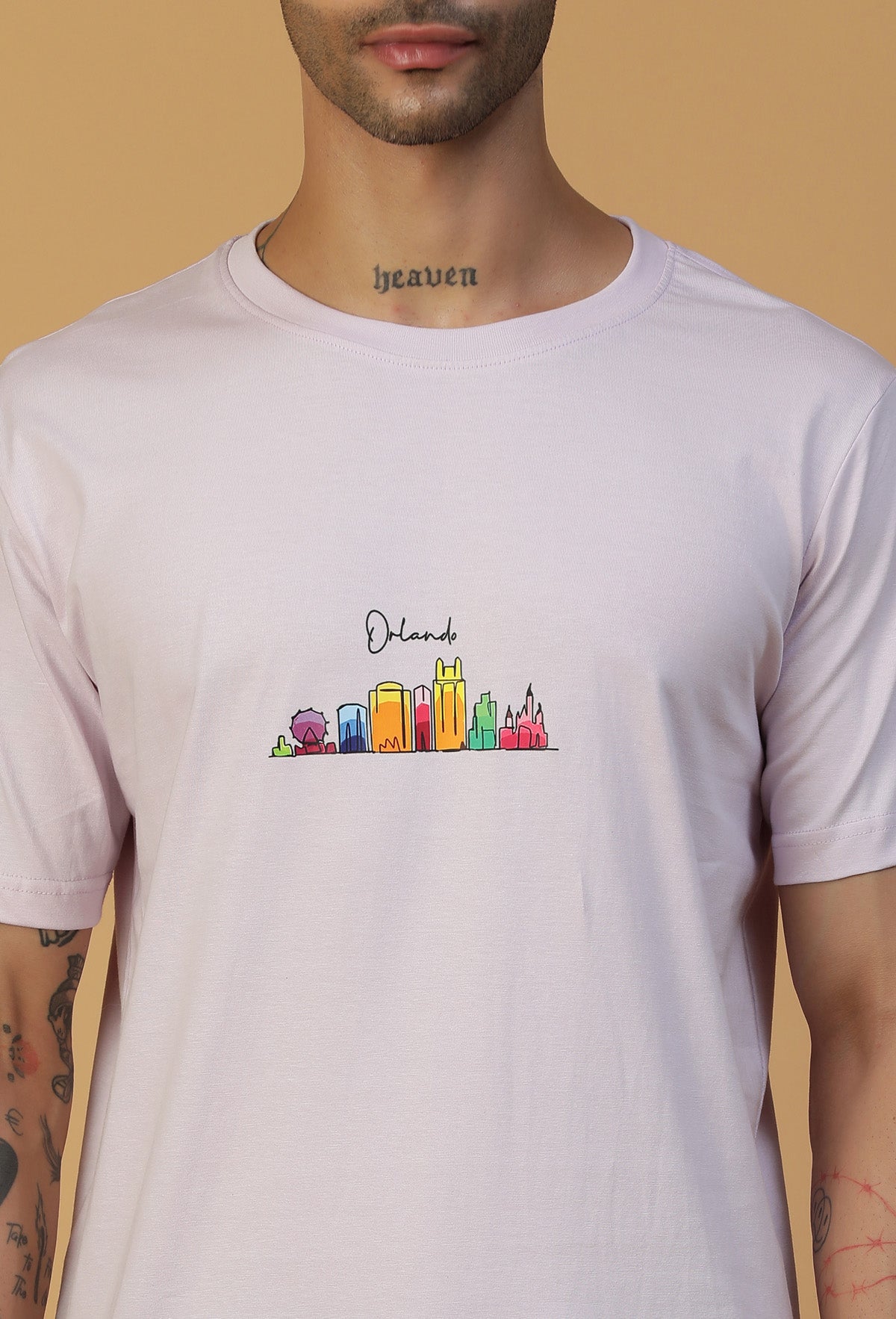 Text Graphic Orlando Regular Fit Printed T-Shirt Lavender
