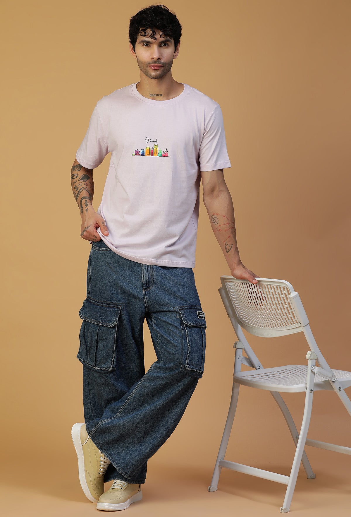 Text Graphic Orlando Regular Fit Printed T-Shirt Lavender