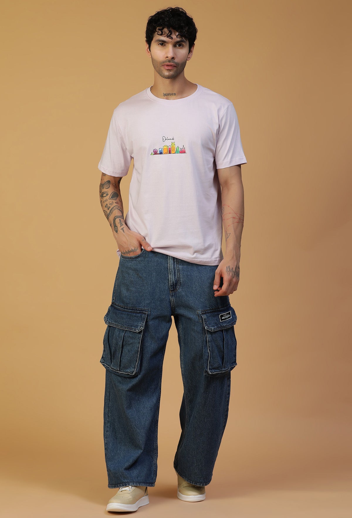 Text Graphic Orlando Regular Fit Printed T-Shirt Lavender