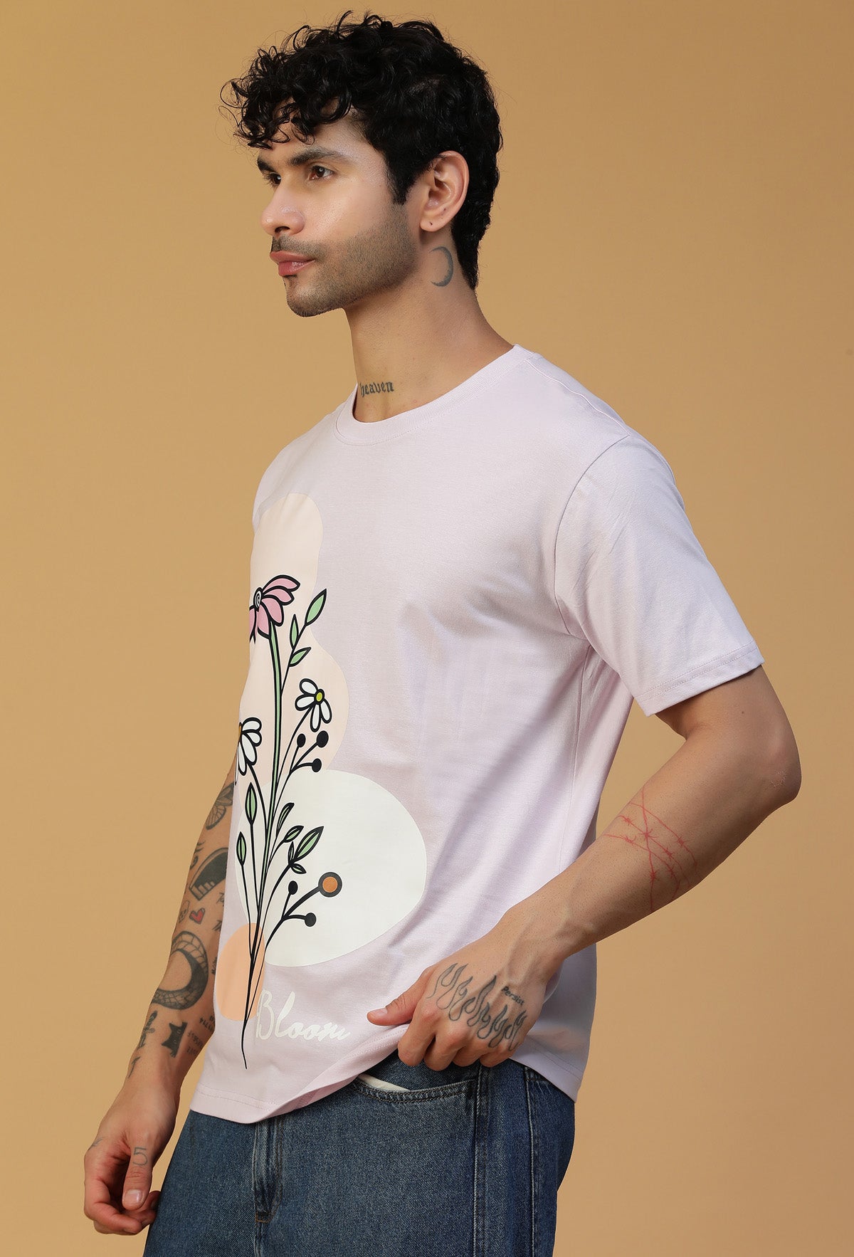 Regular Fit Unique Floral Lavender T-Shirt