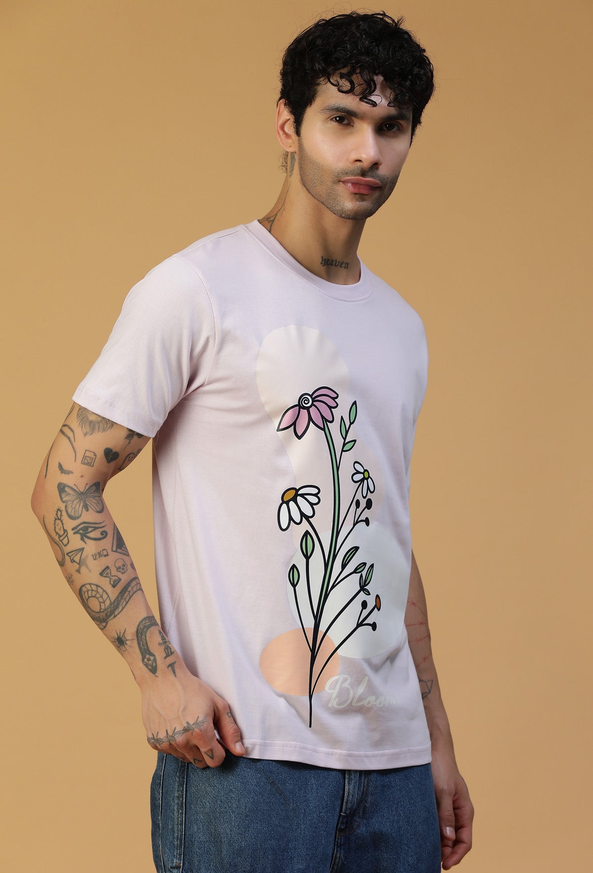 Regular Fit Unique Floral Lavender T-Shirt