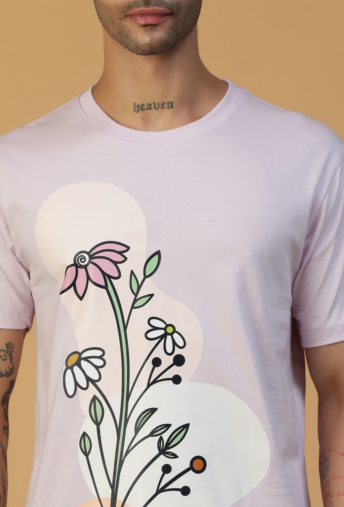 Regular Fit Unique Floral Lavender T-Shirt