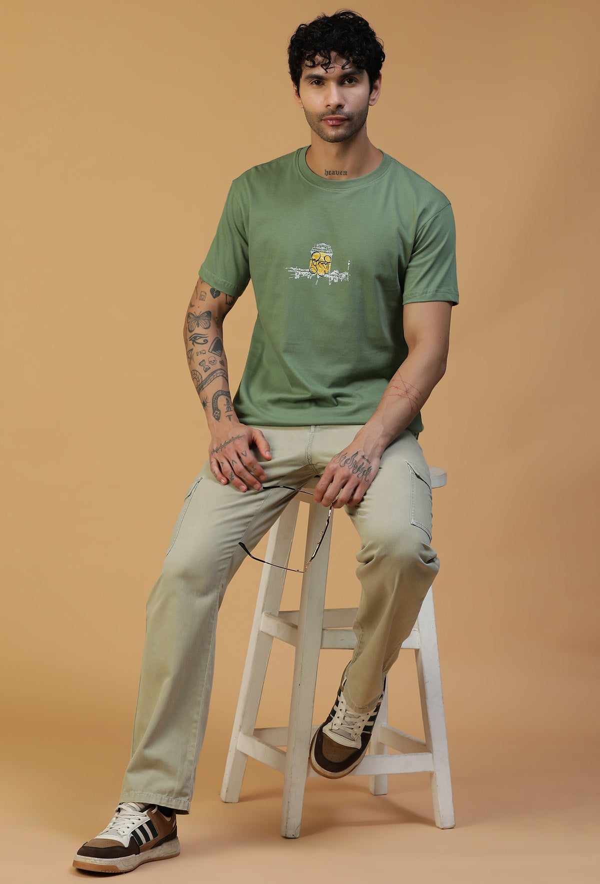 Regular Fit Classic Delhi Graphic Printed T-Shirt Olive
