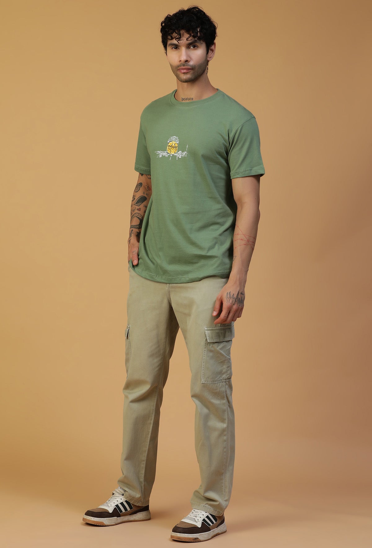 Regular Fit Classic Delhi Graphic Printed T-Shirt Olive