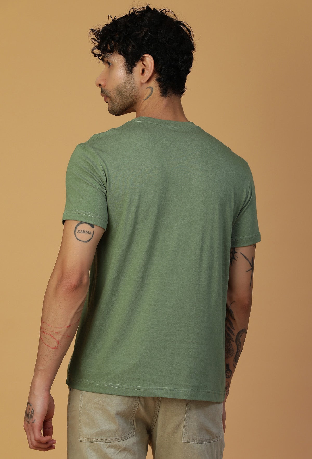 Anime Design One Piece Symbol Olive Regular Fit T-Shirt