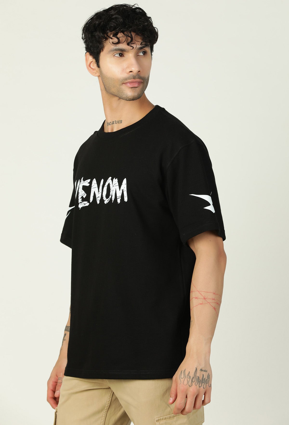 Venom Printed Pure Cotton Oversized T-shirt Black