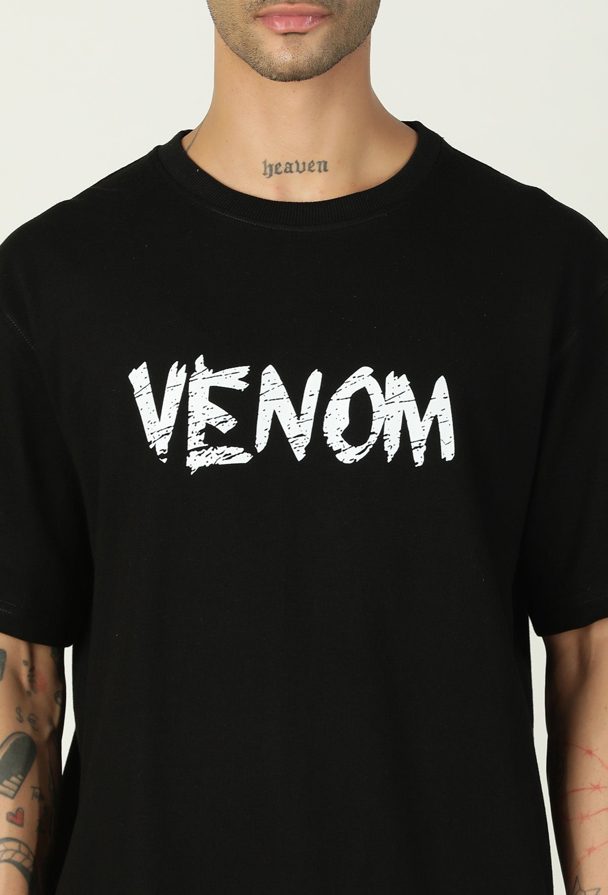 Venom Printed Pure Cotton Oversized T-shirt Black