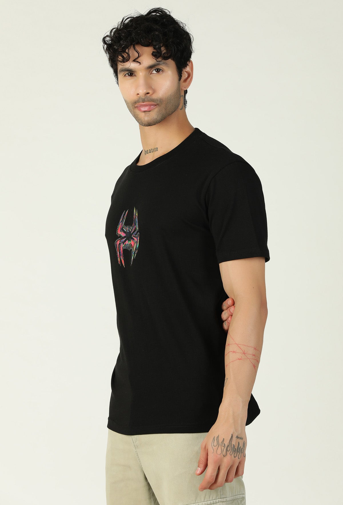 Spider Symbol Regular Fit Printed T-Shirt Black