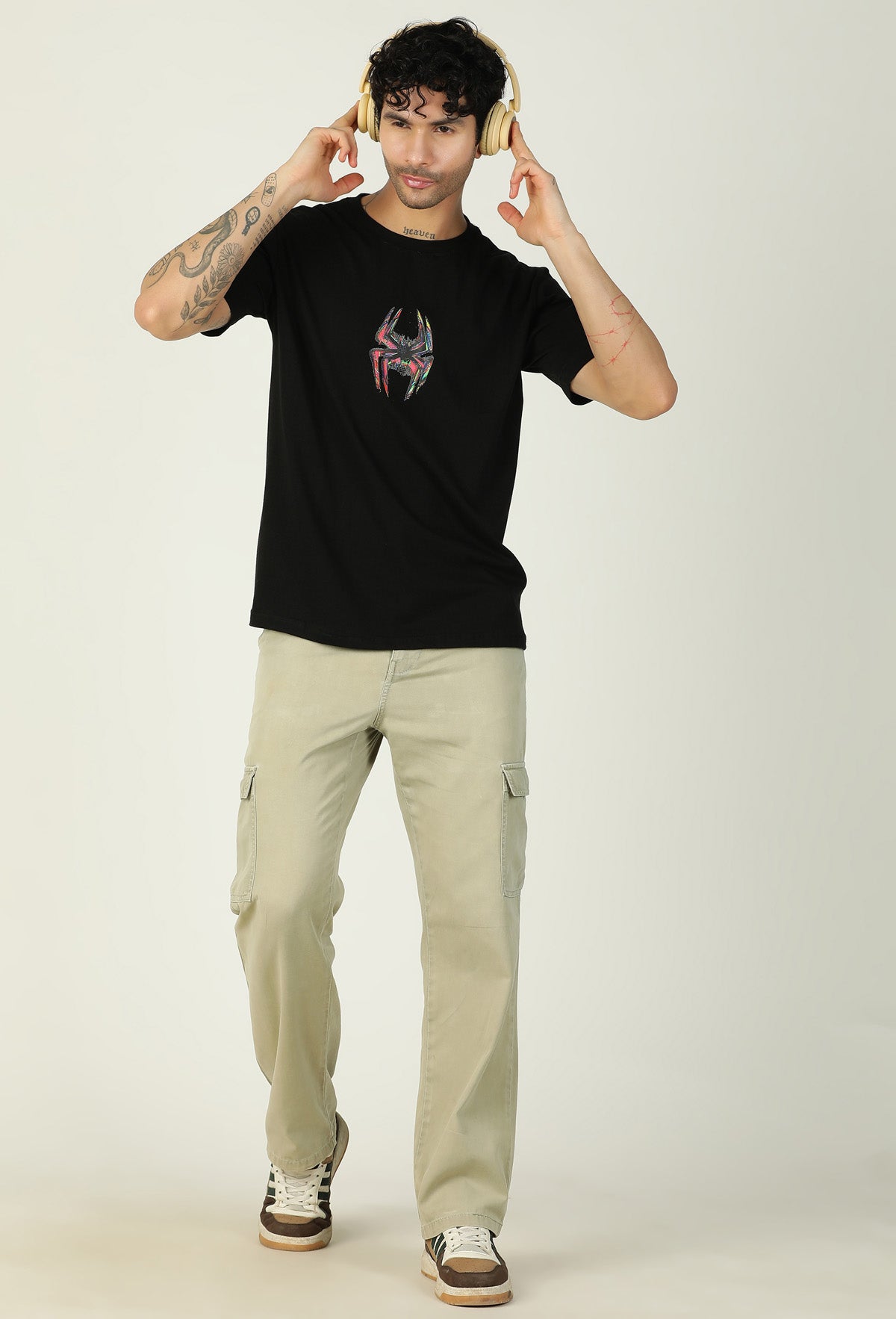 Spider Symbol Regular Fit Printed T-Shirt Black