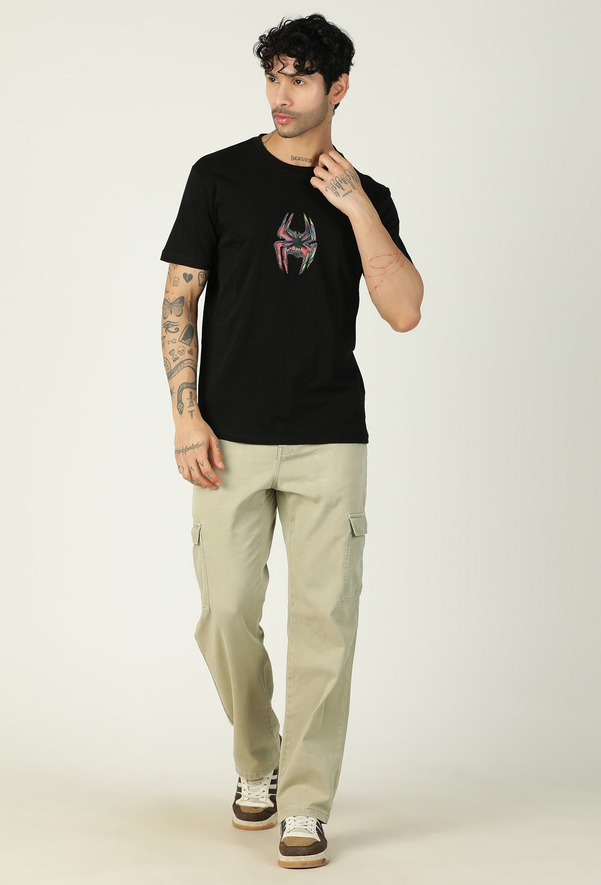 Spider Symbol Regular Fit Printed T-Shirt Black