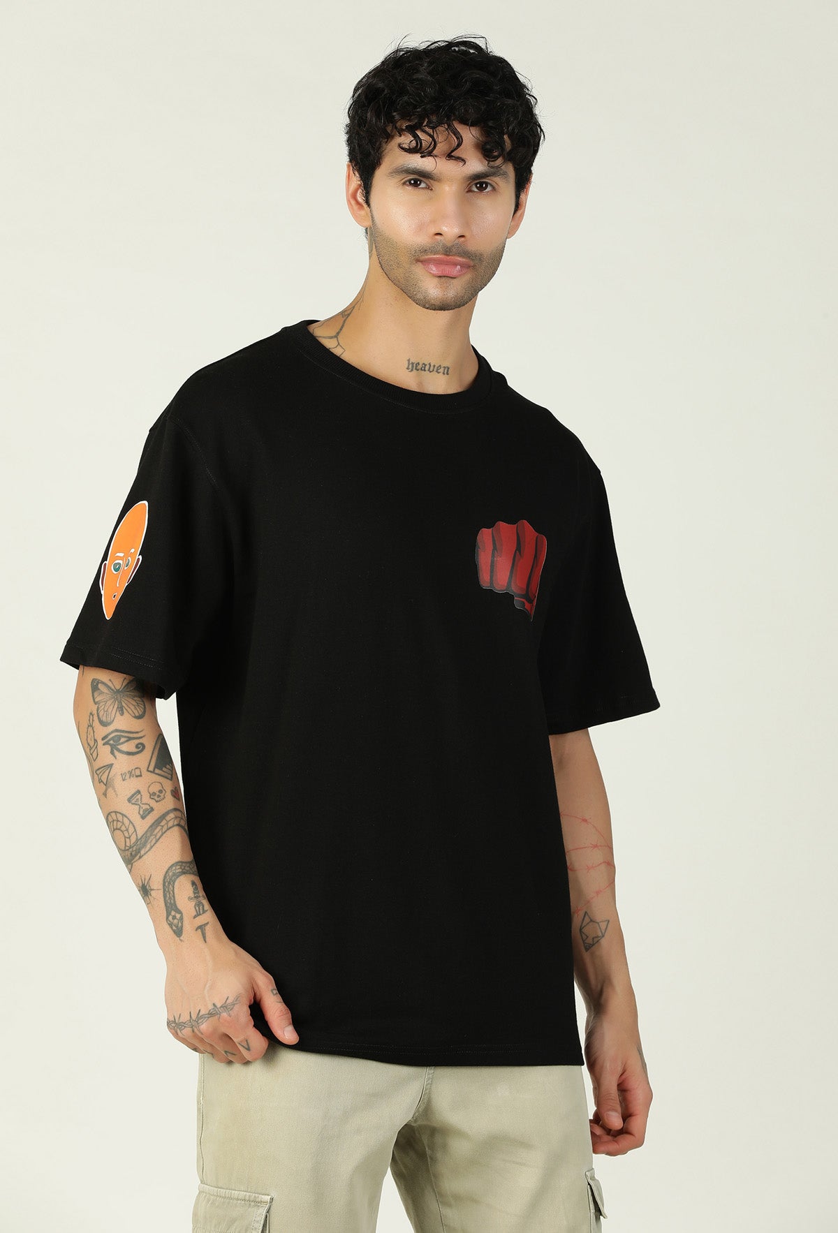 One Punch Man Pure Cotton Oversized T-shirt Black