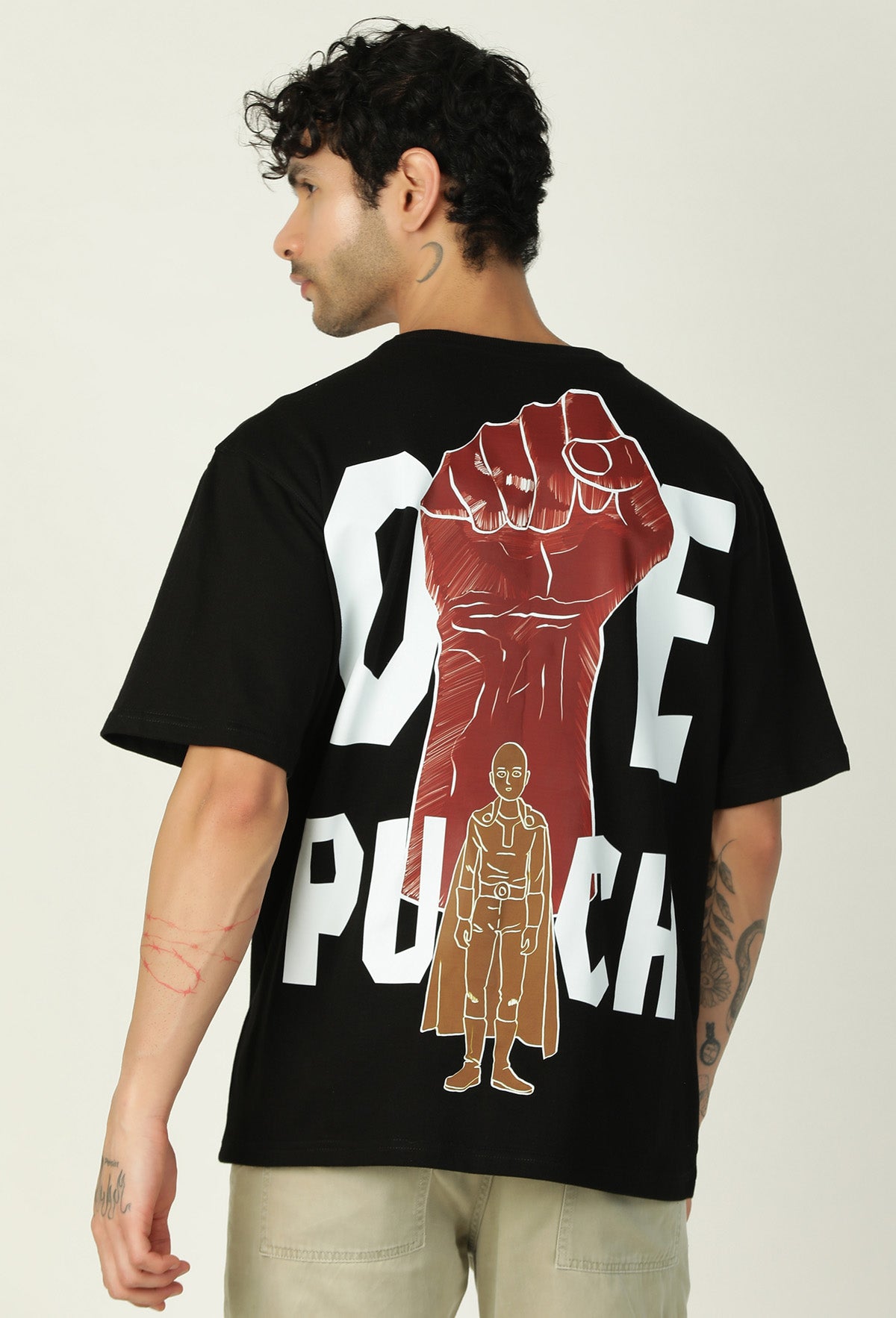 One Punch Man Pure Cotton Oversized T-shirt Black