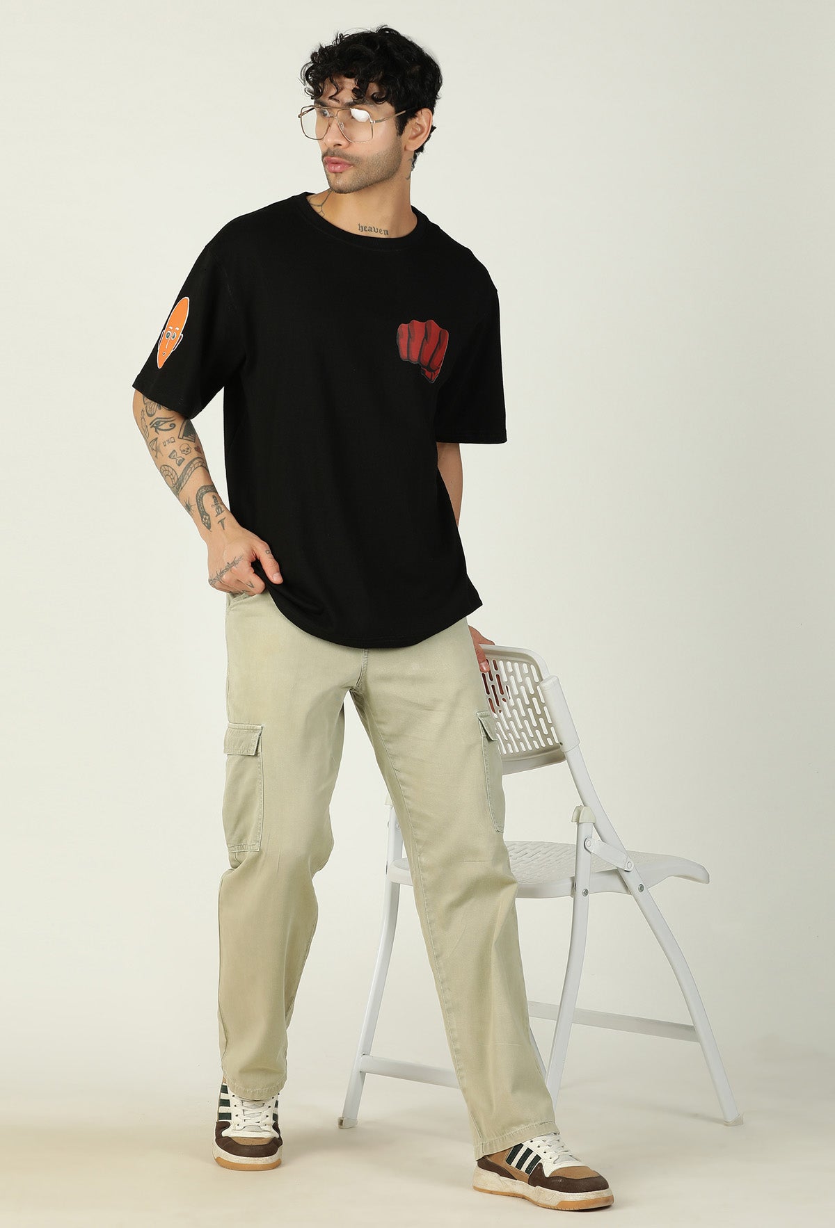 One Punch Man Pure Cotton Oversized T-shirt Black