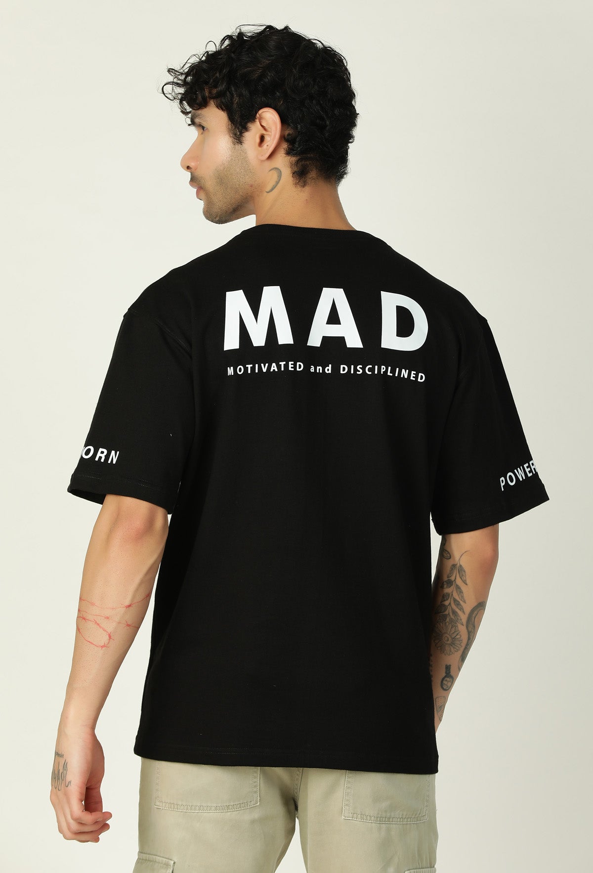 MAD Printed Premium Pure Cotton Oversized Black T-shirt