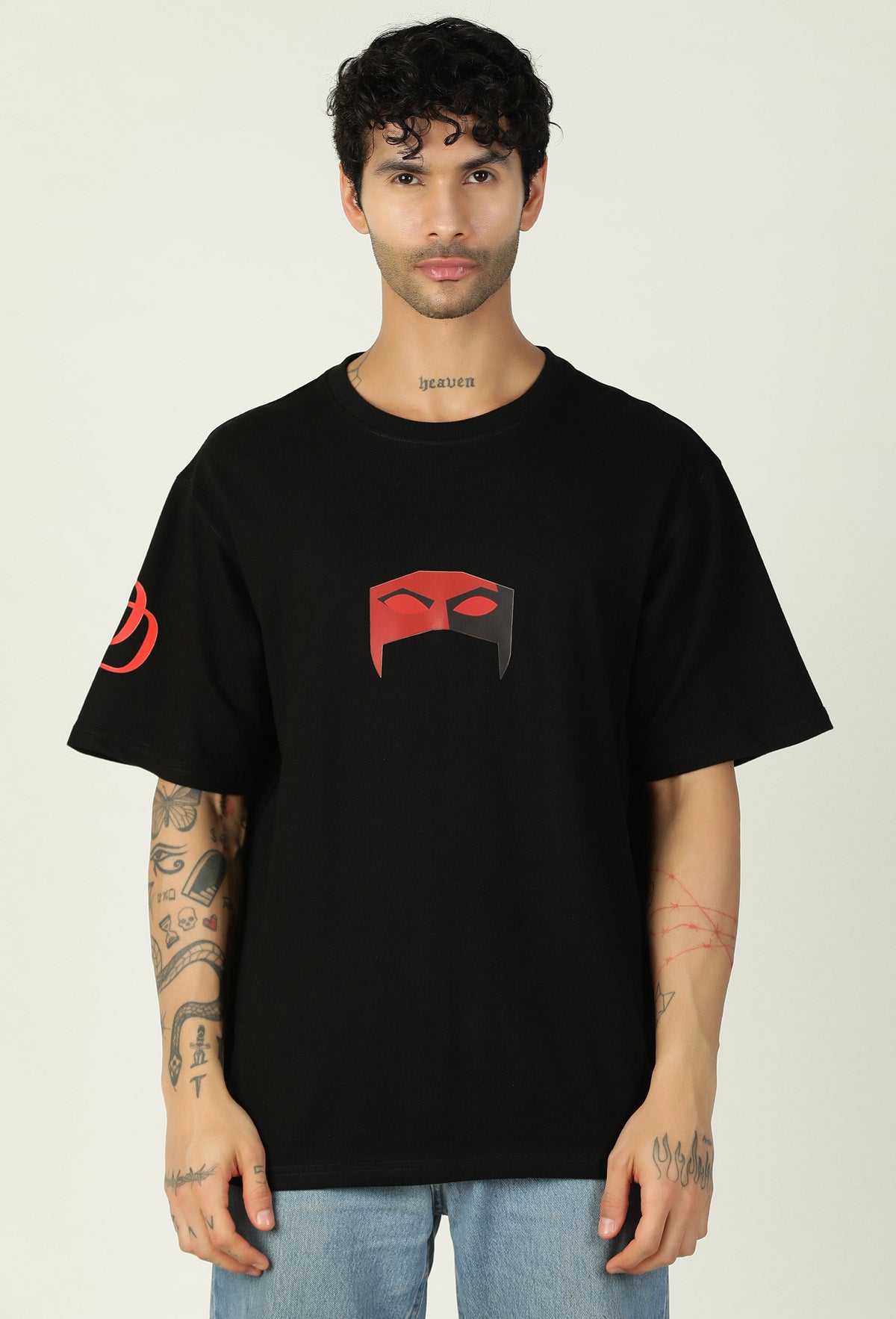 Daredevil Premium Printed Pure Cotton Drop-Shoulder Sleeves Black Oversized T-shirt