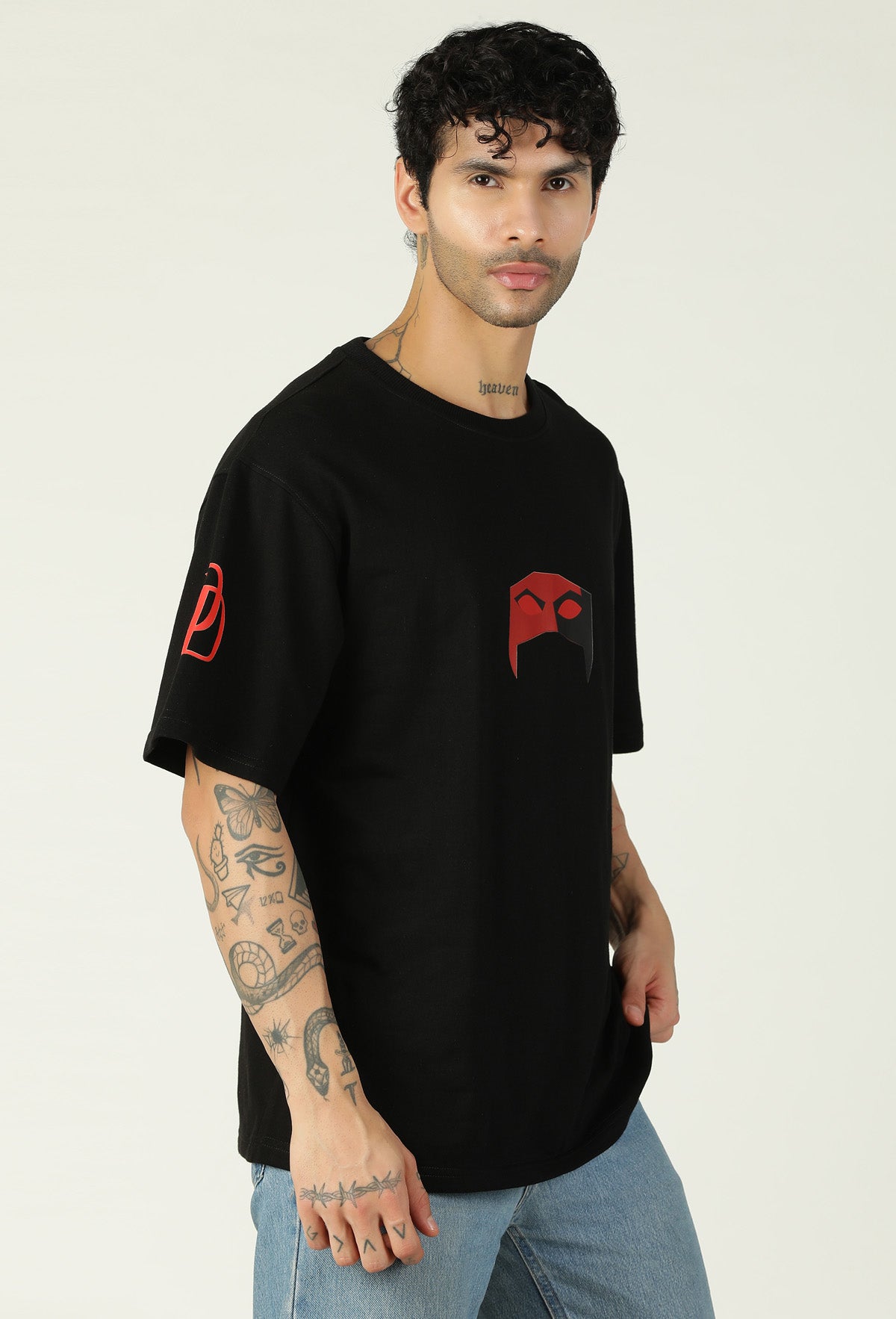 Daredevil Premium Printed Pure Cotton Drop-Shoulder Sleeves Black Oversized T-shirt