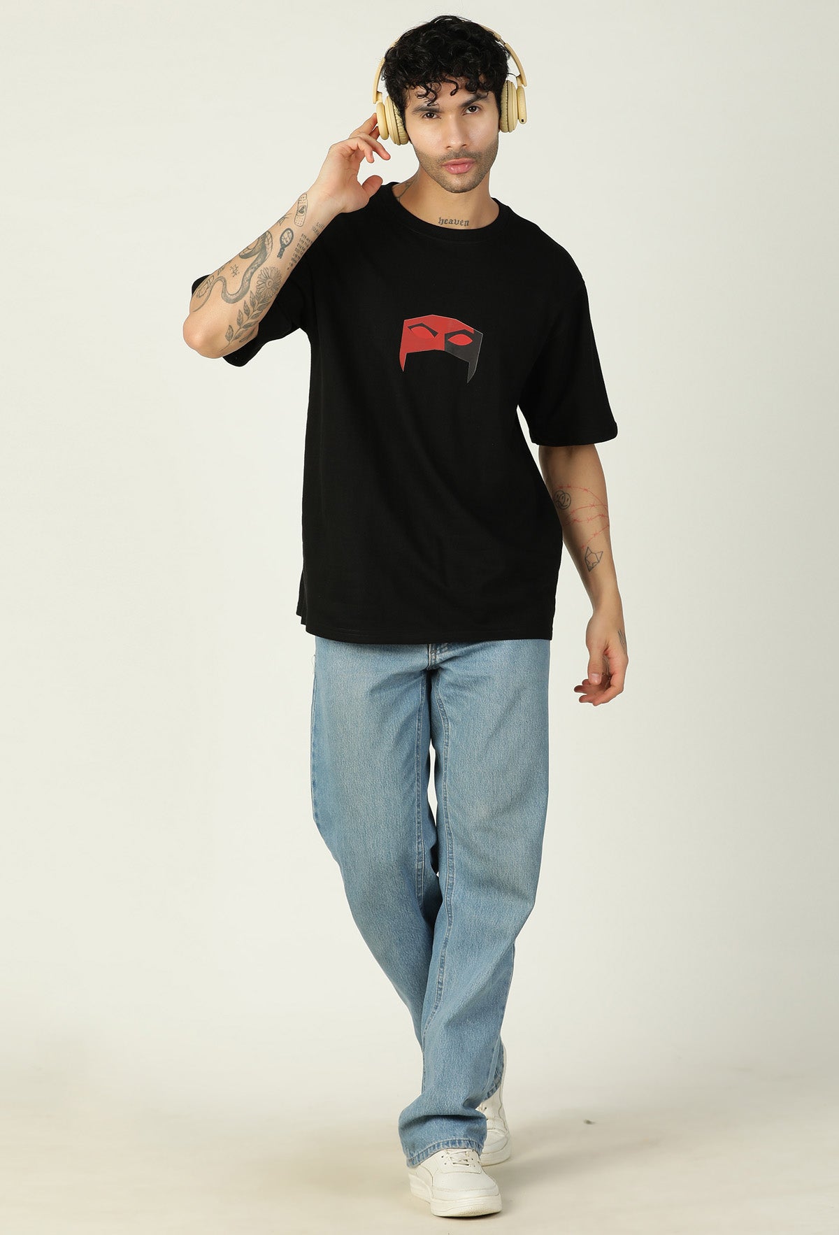 Daredevil Premium Printed Pure Cotton Drop-Shoulder Sleeves Black Oversized T-shirt