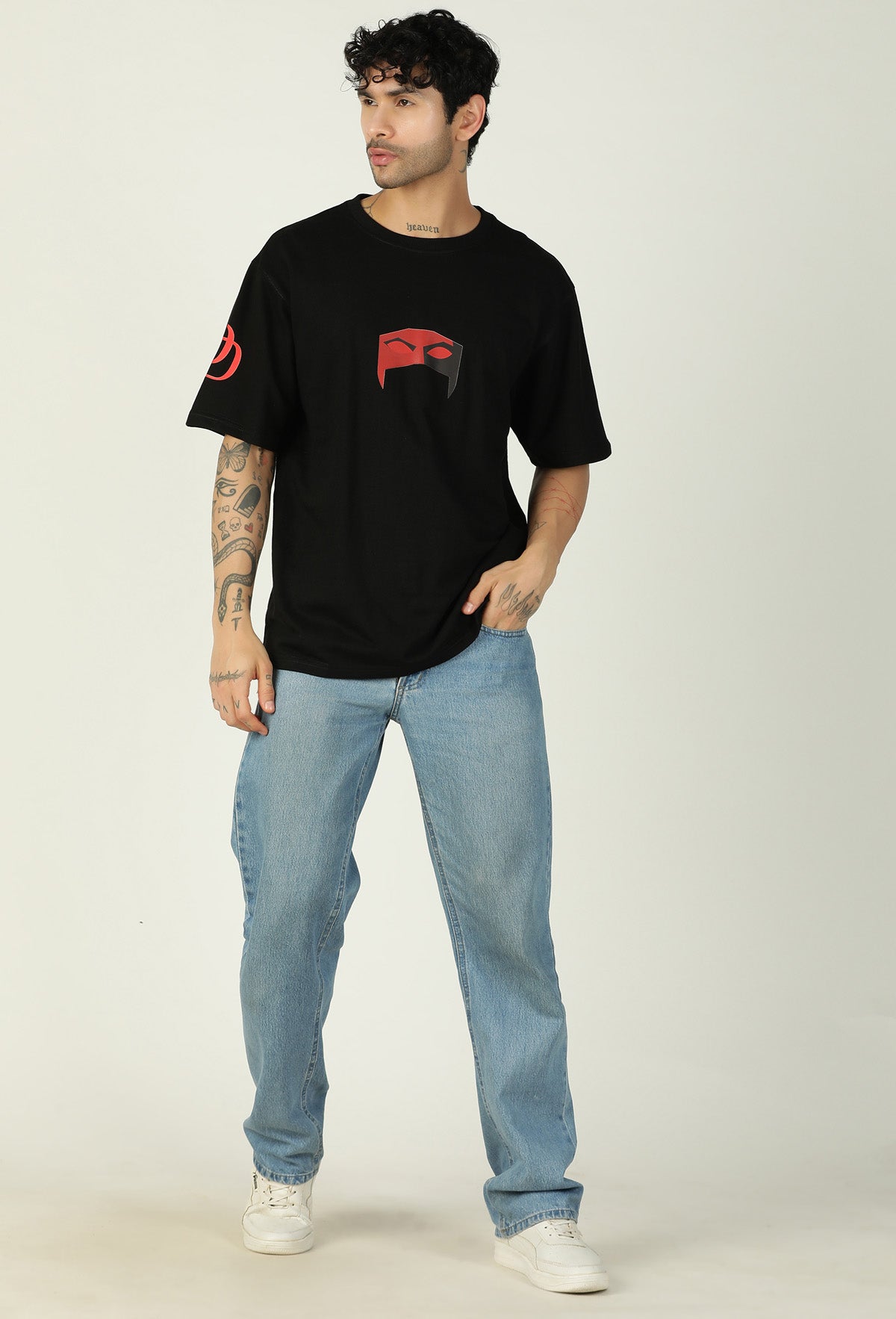 Daredevil Premium Printed Pure Cotton Drop-Shoulder Sleeves Black Oversized T-shirt