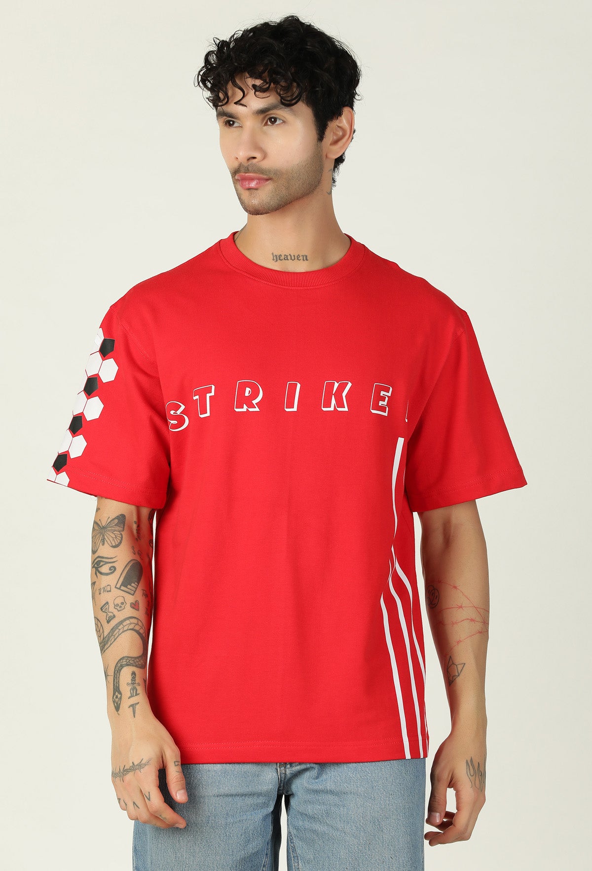 Striker Design Red Pure Cotton Oversized T-shirt