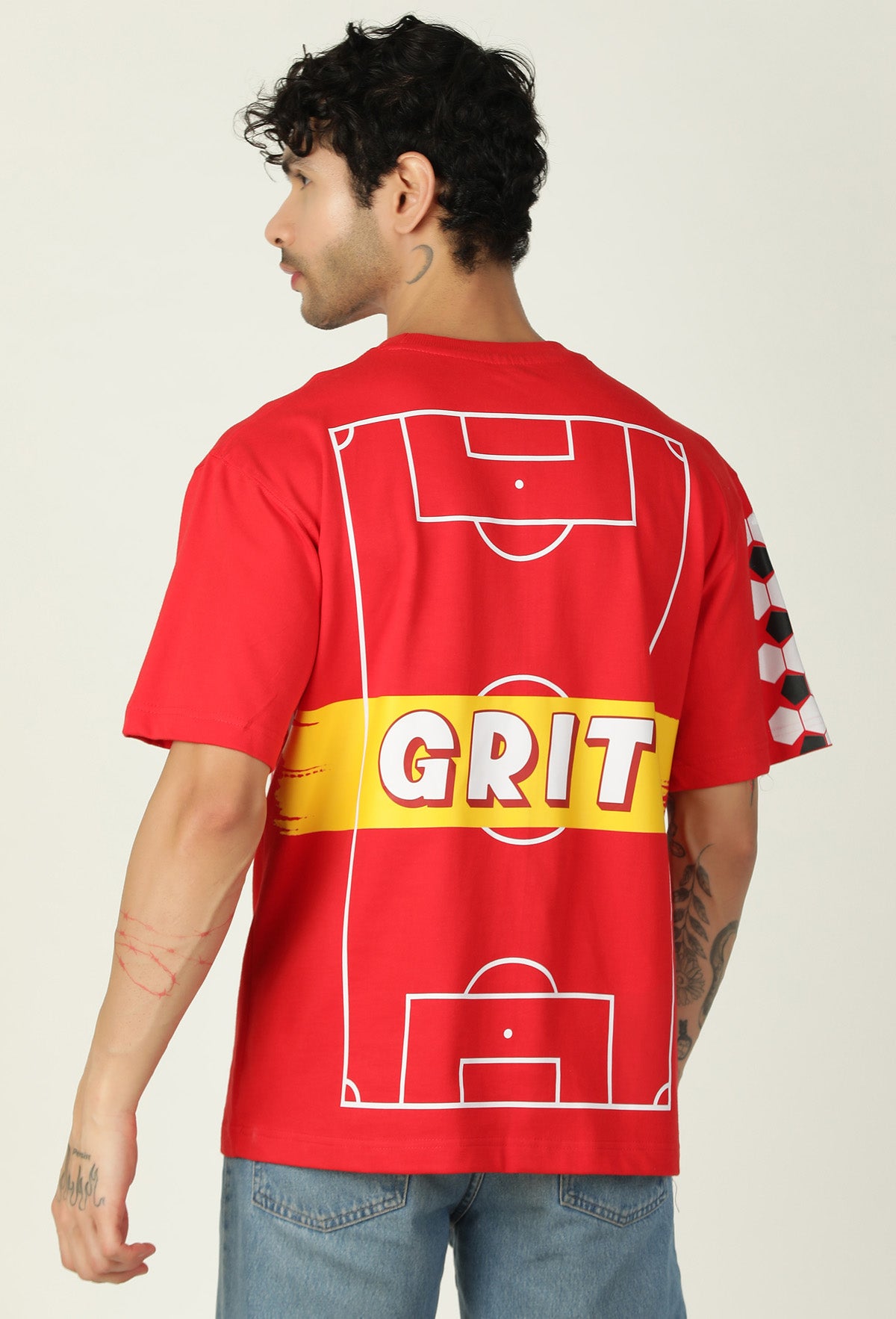 Striker Design Red Pure Cotton Oversized T-shirt