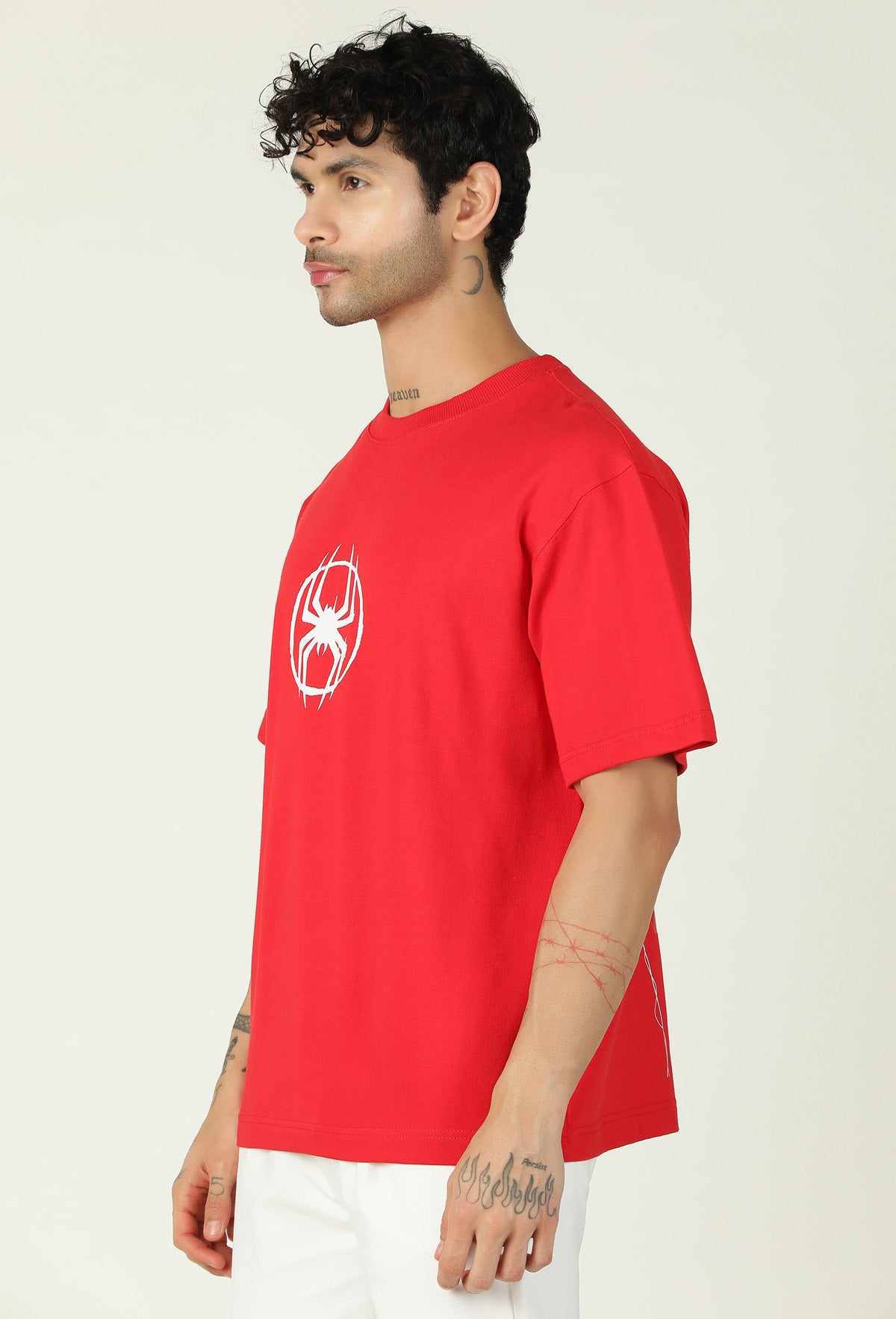 Premium Spider Printed Pure Cotton Oversized Red T-shirt