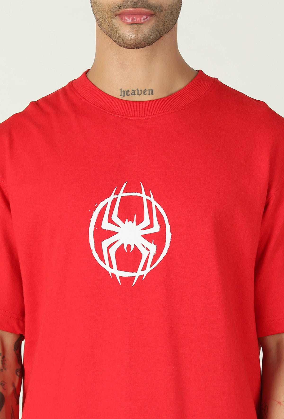 Premium Spider Printed Pure Cotton Oversized Red T-shirt