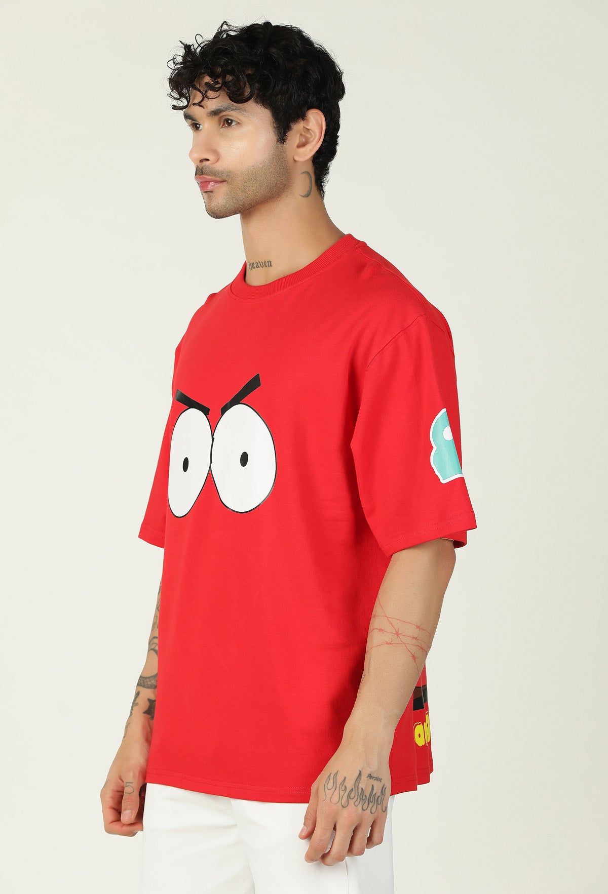 Pure Cotton Eric From South Park Printed Drop-Shoulder Sleeves Oversized Red Color T-shirt