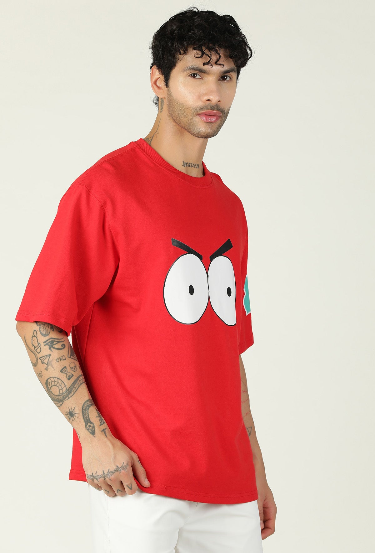 Pure Cotton Eric From South Park Printed Drop-Shoulder Sleeves Oversized Red Color T-shirt