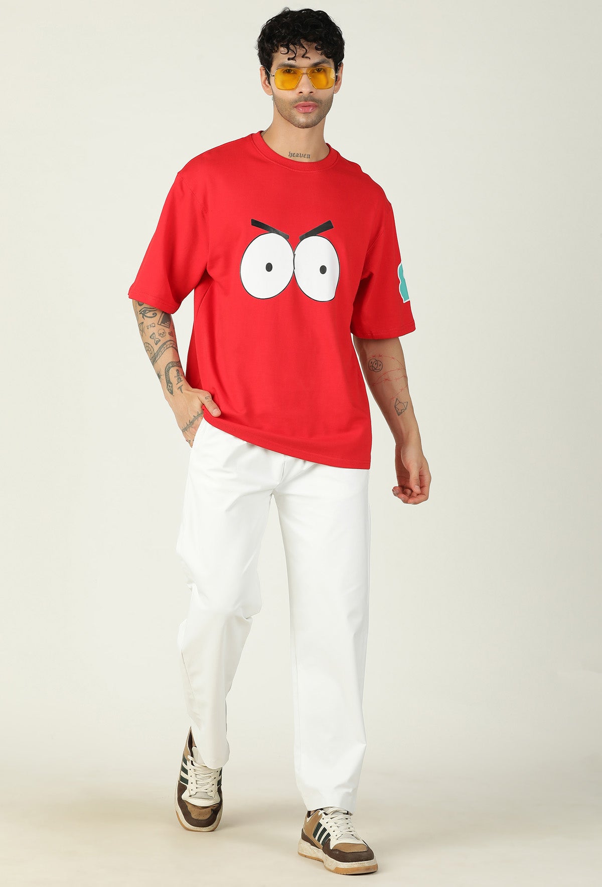 Pure Cotton Eric From South Park Printed Drop-Shoulder Sleeves Oversized Red Color T-shirt