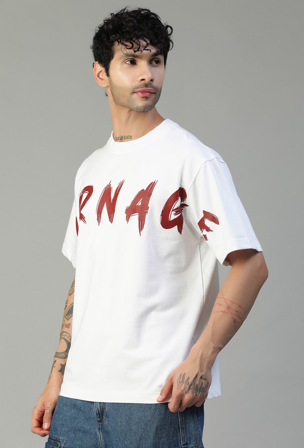 Carnage Premium Pure Cotton Drop-Shoulder Sleeves Oversized T-shirt White