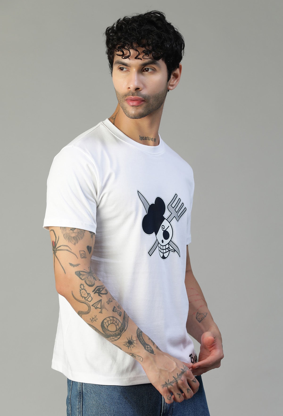 One Piece Symbol White Regular Fit Printed T-Shirt