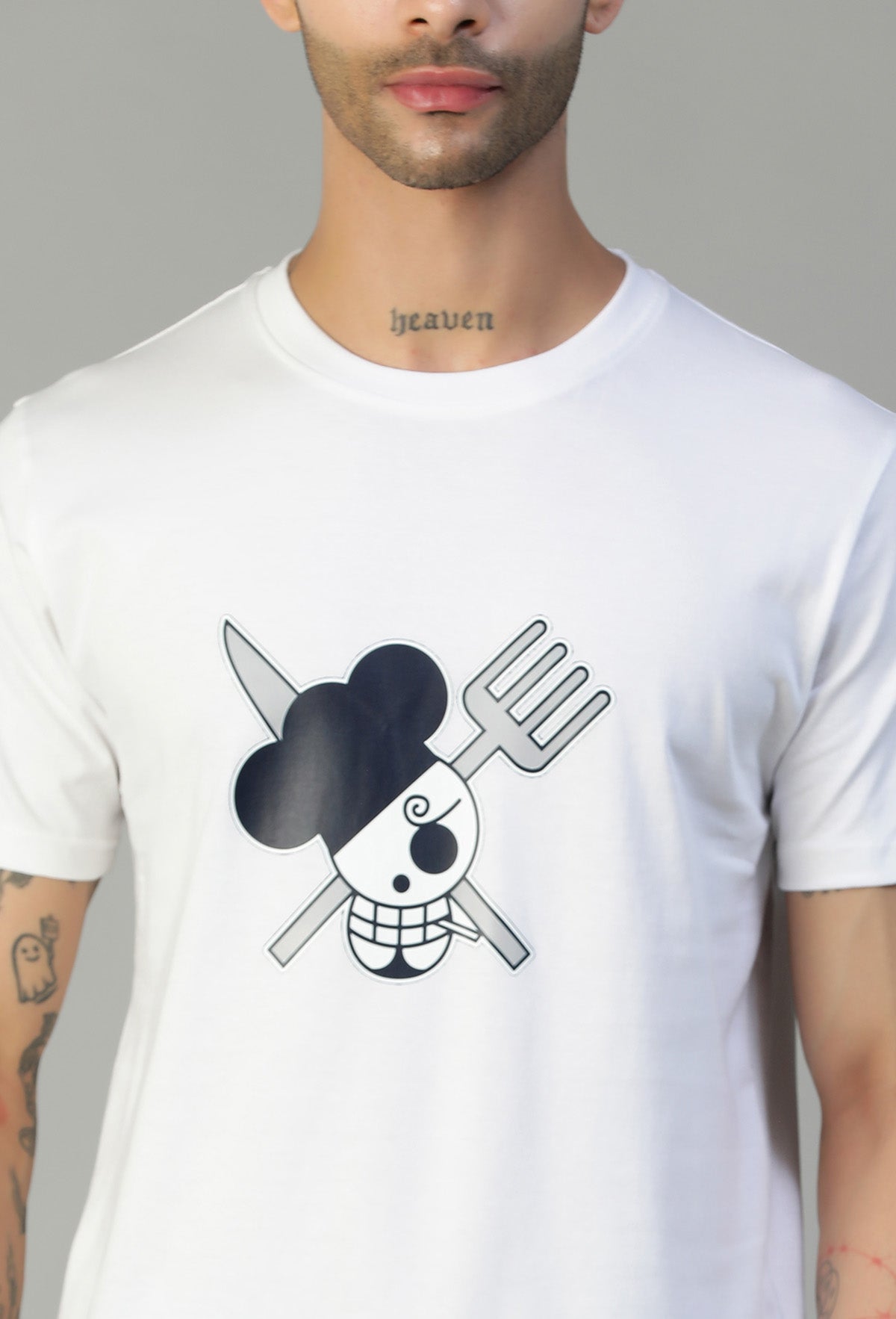 One Piece Symbol White Regular Fit Printed T-Shirt