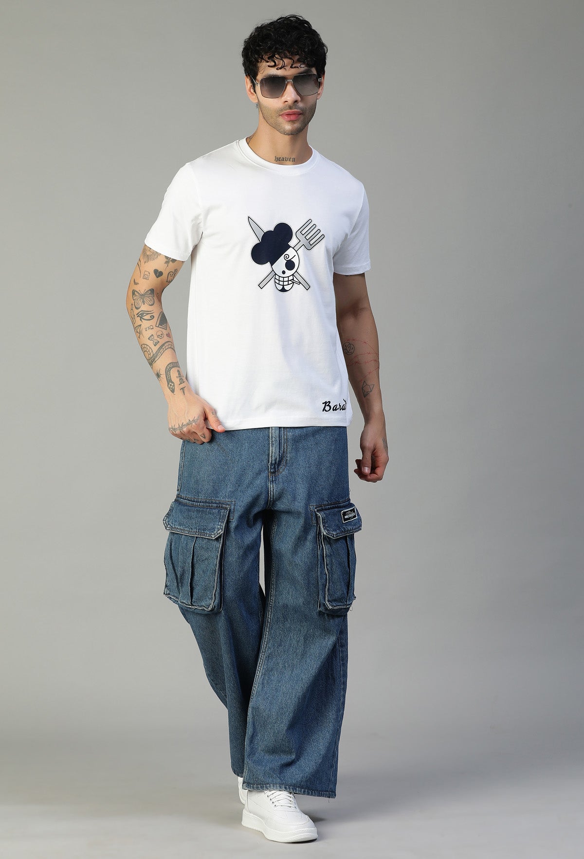One Piece Symbol White Regular Fit Printed T-Shirt