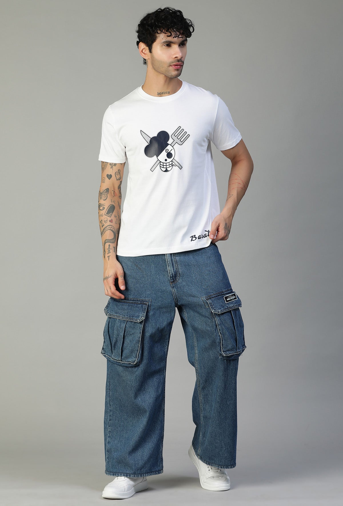 One Piece Symbol White Regular Fit Printed T-Shirt