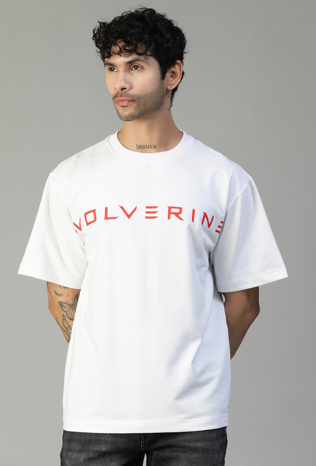 Wolverine Printed Pure Cotton Oversized T-shirt White