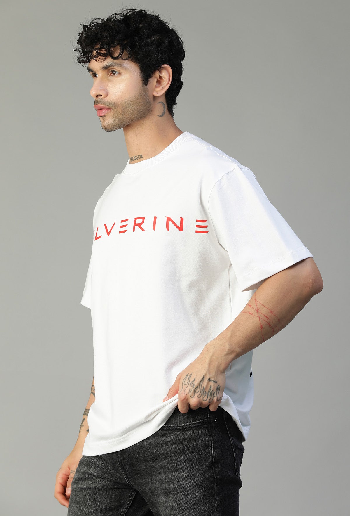 Wolverine Printed Pure Cotton Oversized T-shirt White