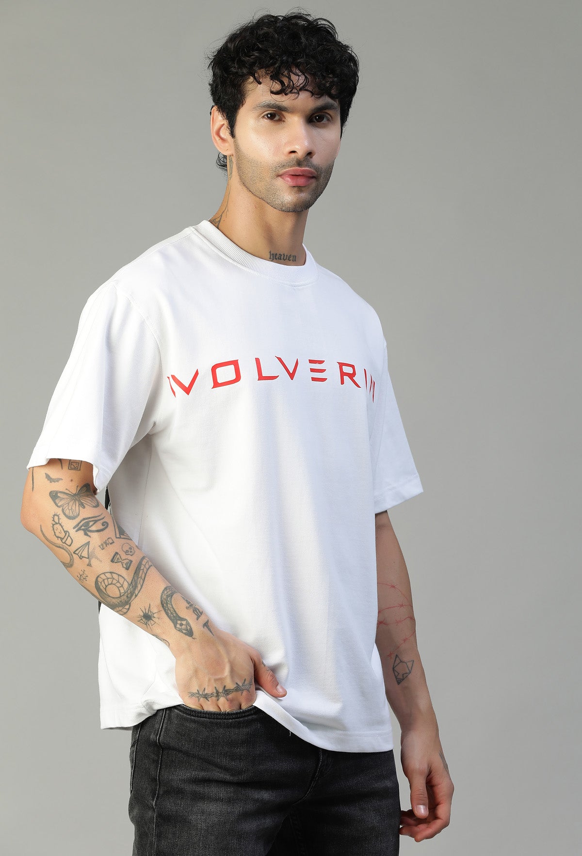 Wolverine Printed Pure Cotton Oversized T-shirt White