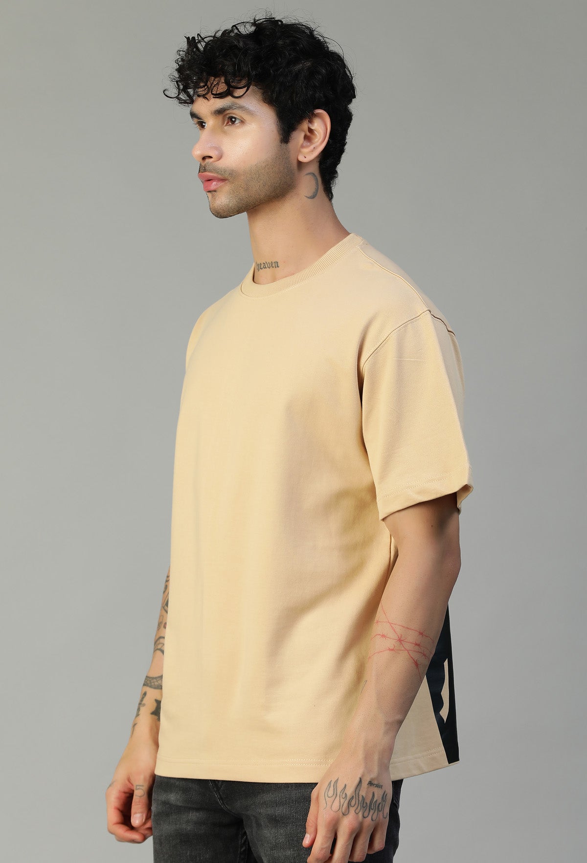 Loki Printed Pure Cotton Oversized T-shirt Beige