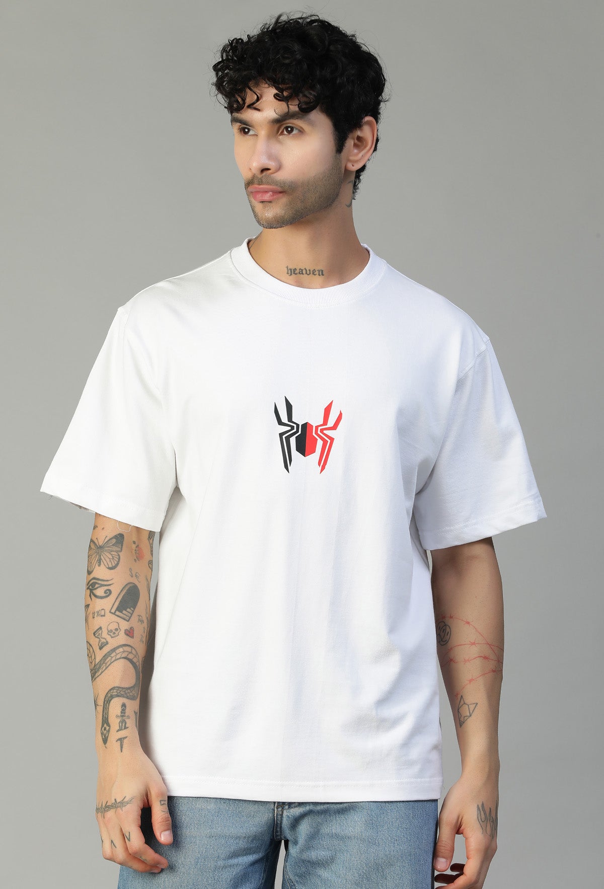 I ❤️ spider Tシャツ ホワイト Premium Spider Symbol Pure Cotton Oversized T-shirt White – DILi