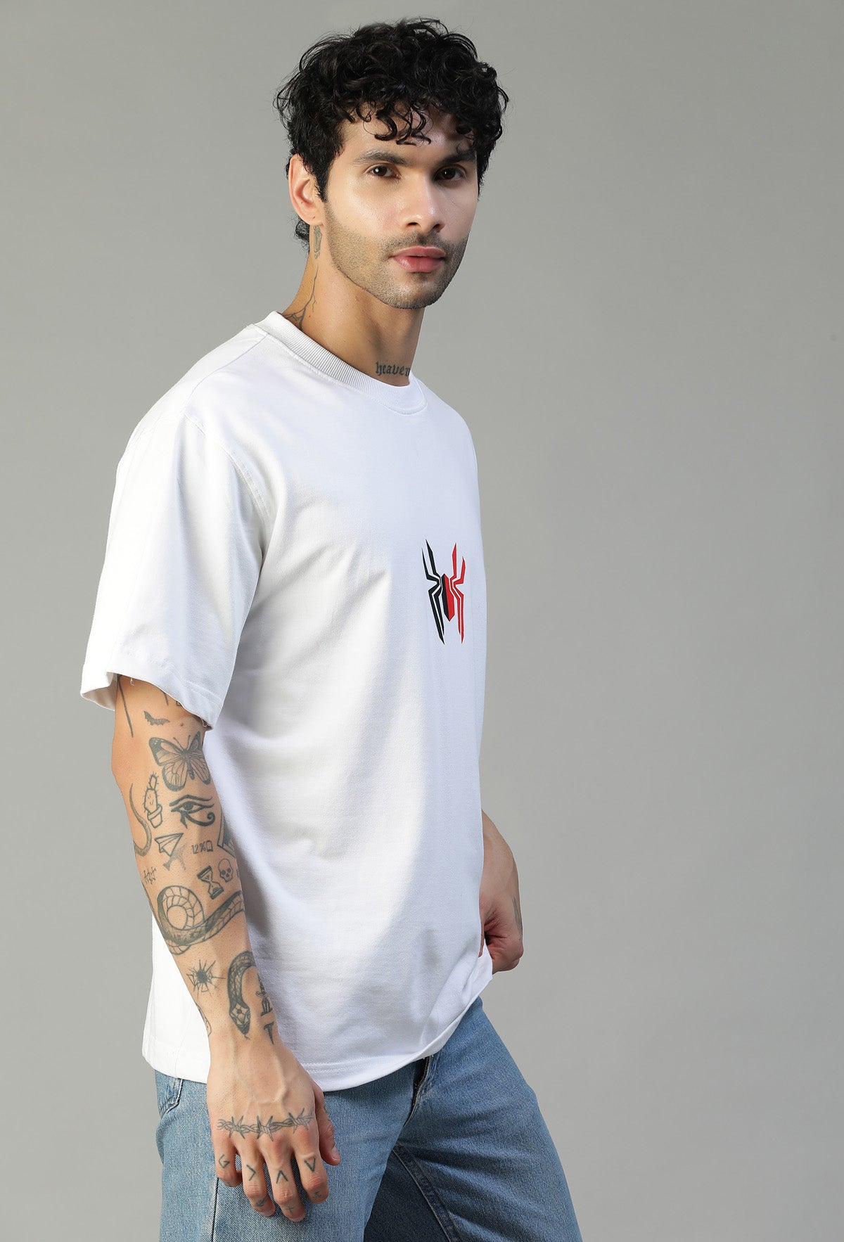 Premium Spider Symbol Pure Cotton Oversized T-shirt White