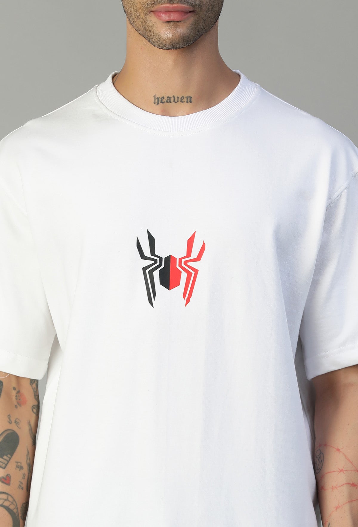 Premium Spider Symbol Pure Cotton Oversized T-shirt White