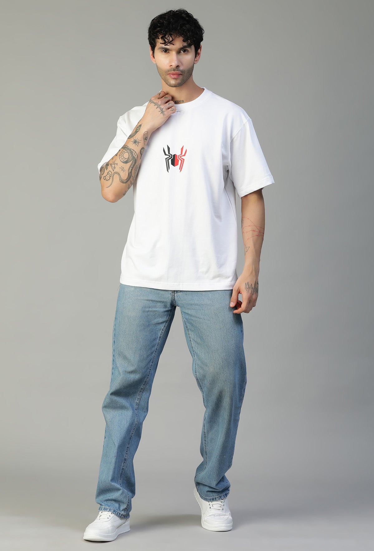 Premium Spider Symbol Pure Cotton Oversized T-shirt White