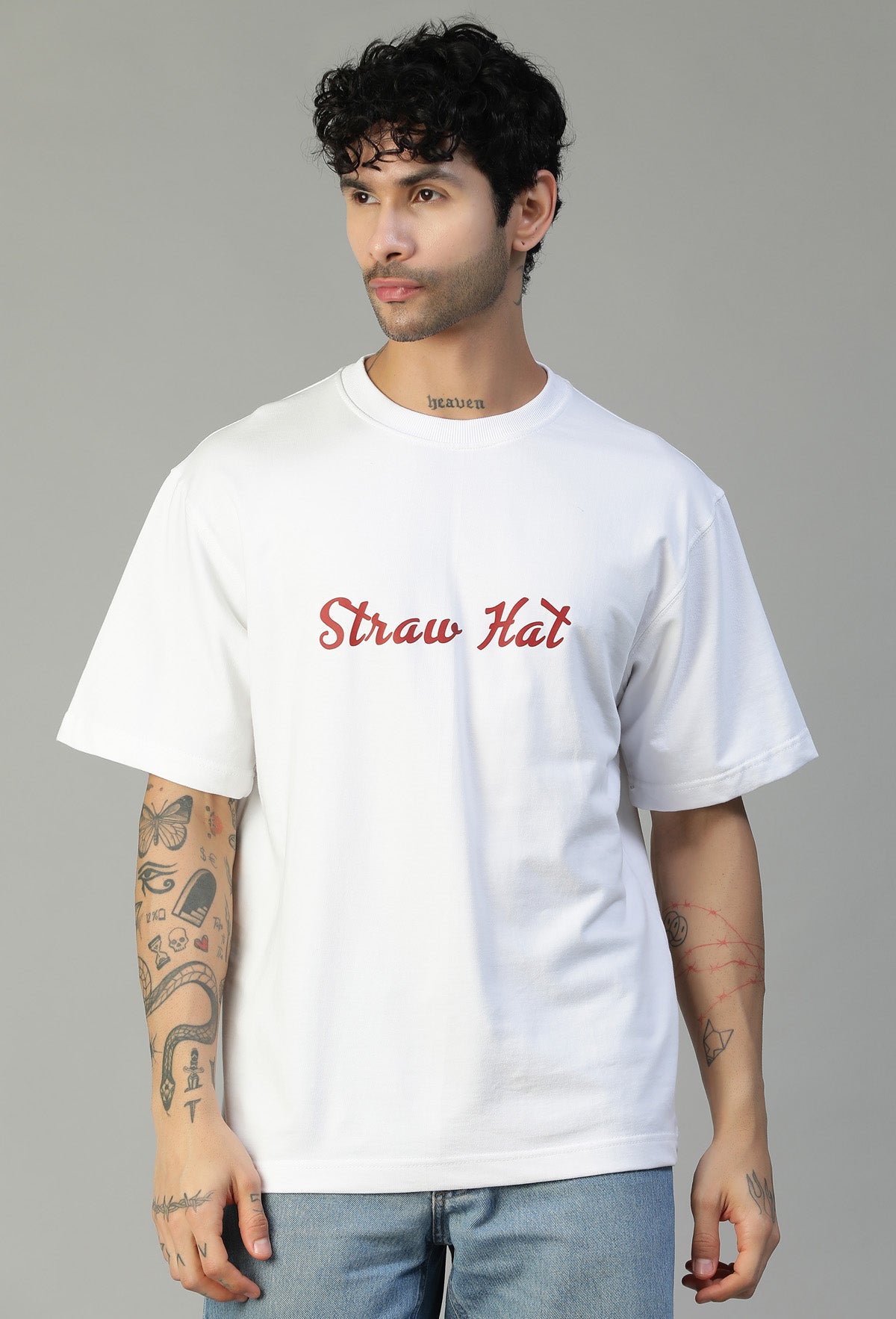 Printed Premium One piece Pure Cotton Oversized White T-shirt