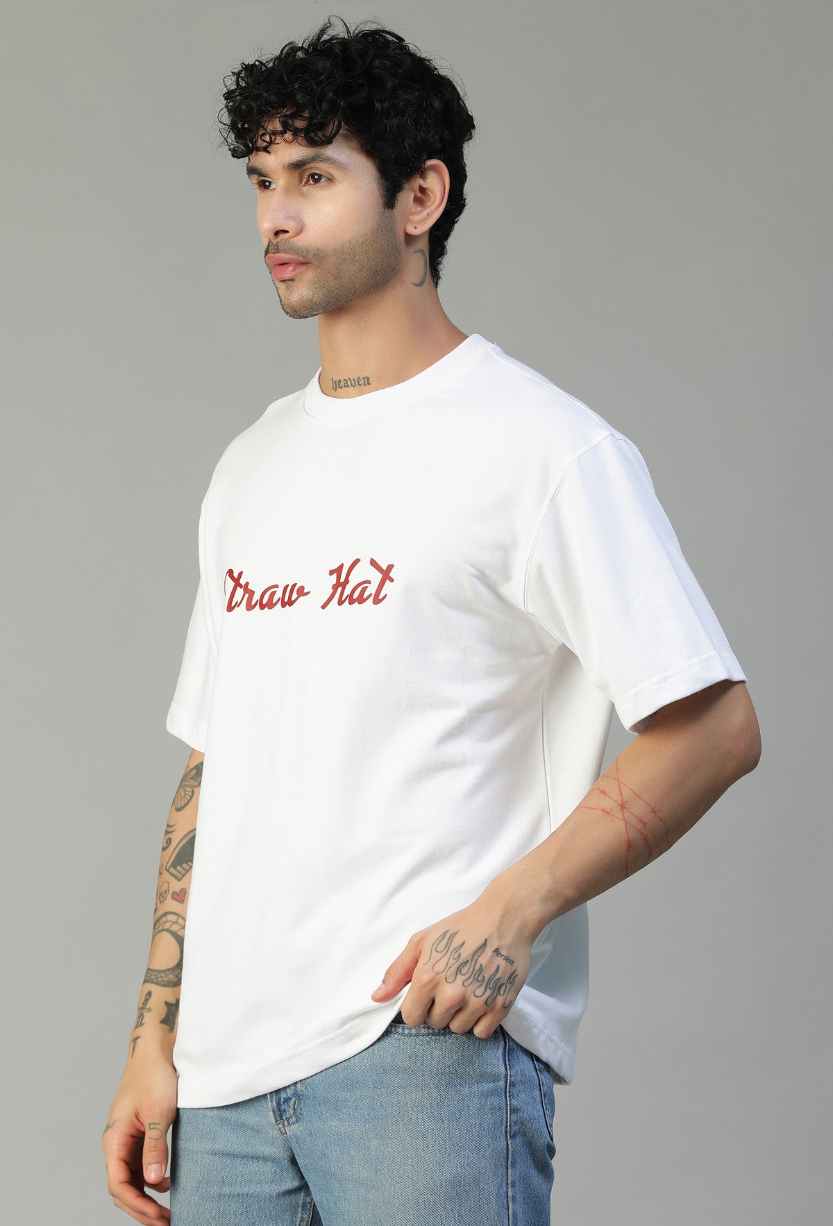 Printed Premium One piece Pure Cotton Oversized White T-shirt
