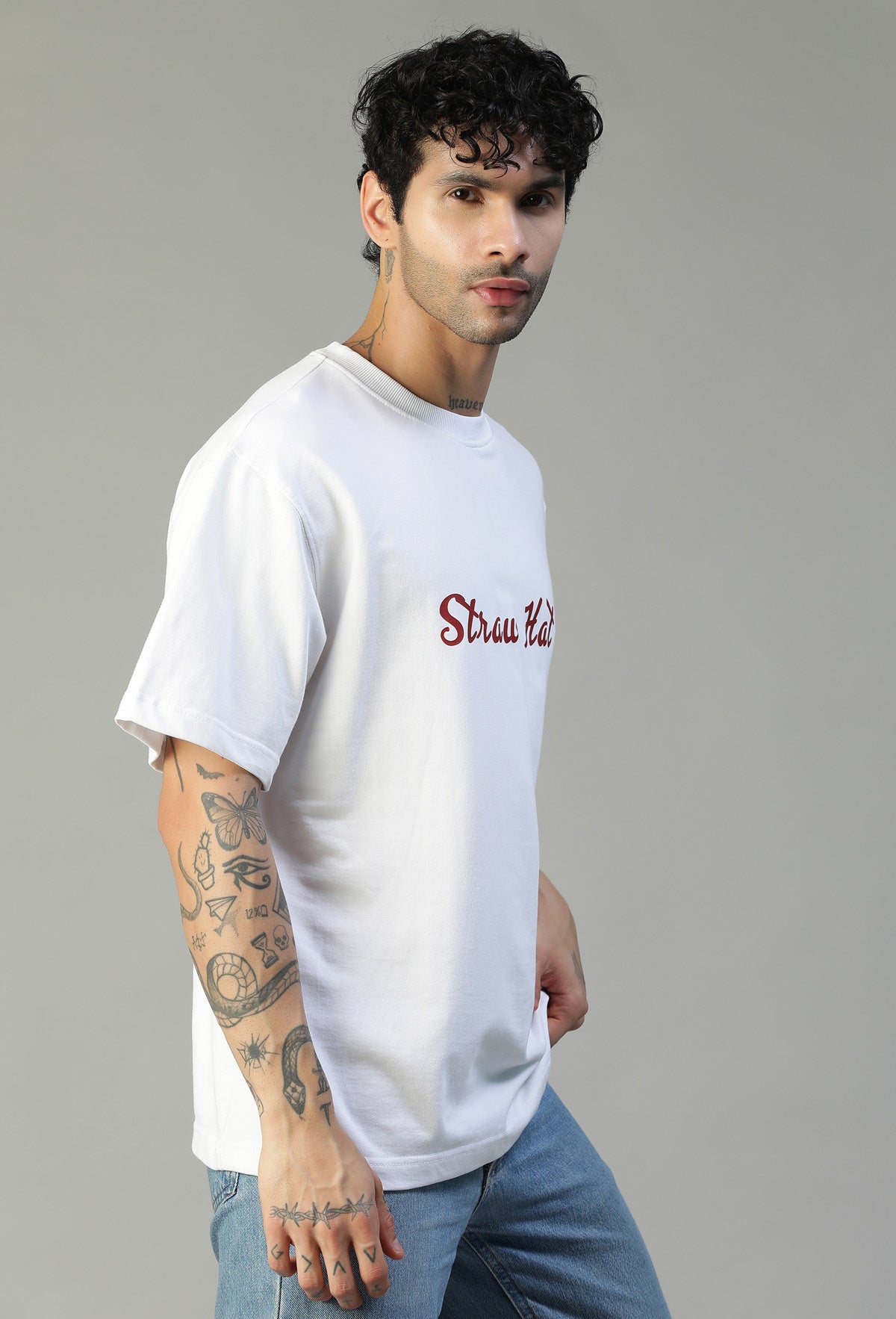 Printed Premium One piece Pure Cotton Oversized White T-shirt