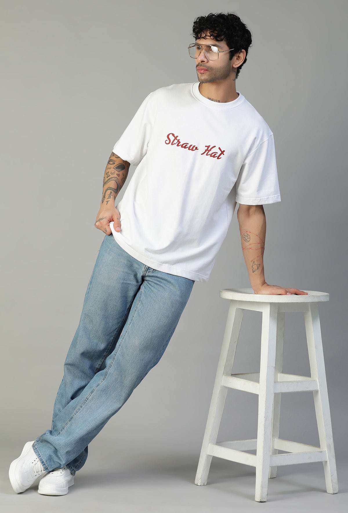 Printed Premium One piece Pure Cotton Oversized White T-shirt
